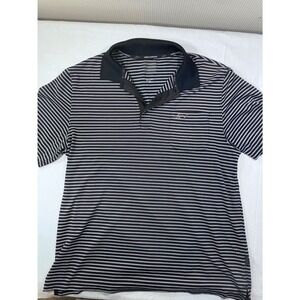 Greg Norman Mens Striped Short Sleeve Polo Golf Shirt Black White Size Large